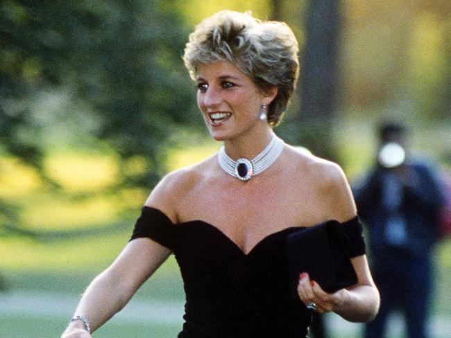 Princess Diana wearing the earring with her iconic Revenge Dress. Picture: Jayne Fincher/Getty Images