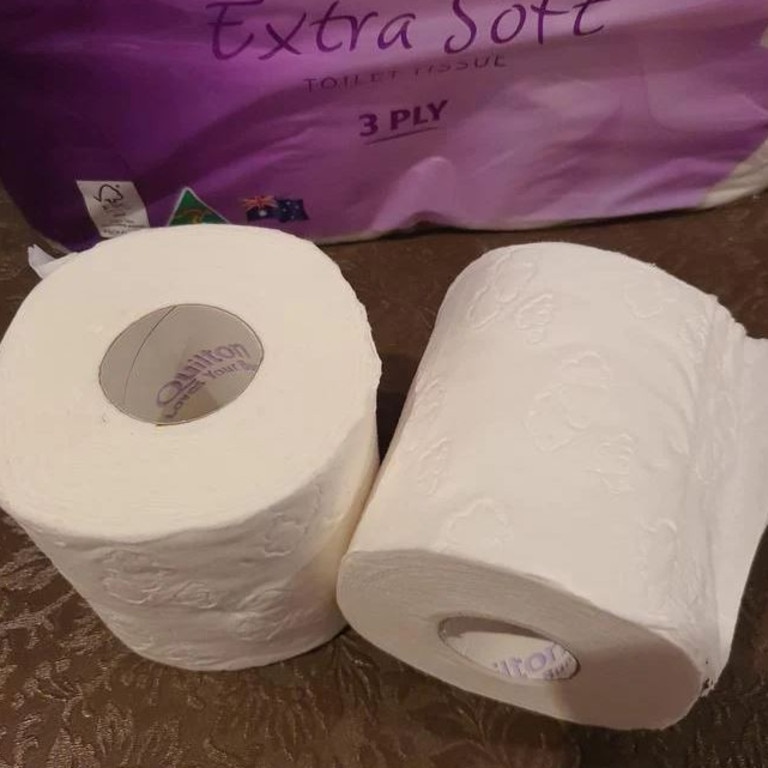 A mum shared this photo in February arguing it is ‘proof’ Aldi toilet paper is made by luxury brand Quilton. Picture: Facebook/AldiMums