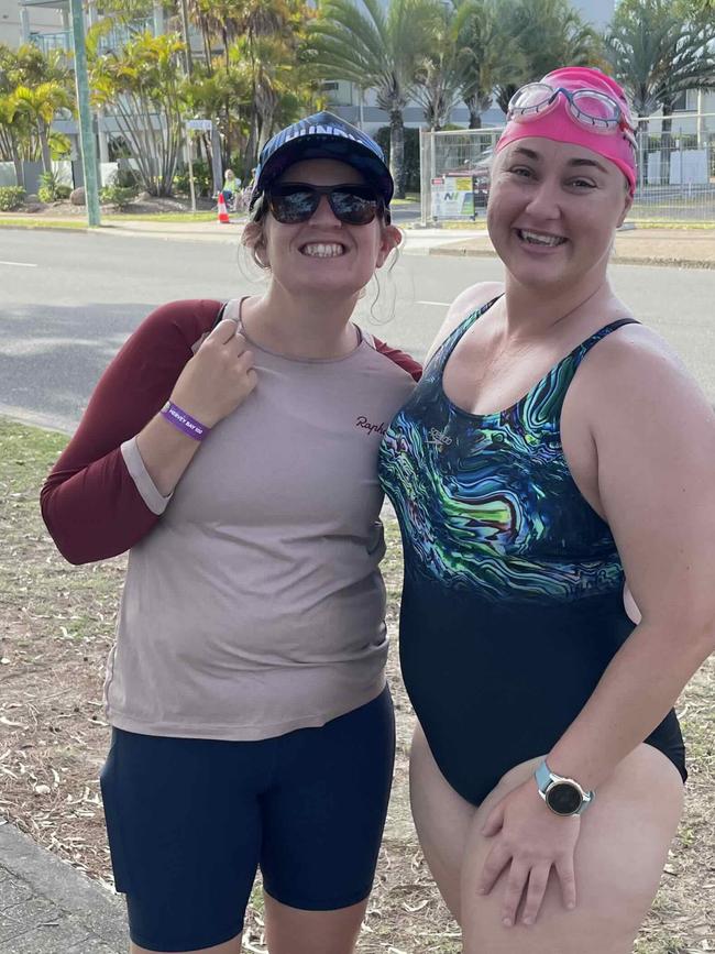 Bianca Iversen and Deanne Attard at the Hervey Bay 100 Triathlon on Sunday, November 26, 2023.