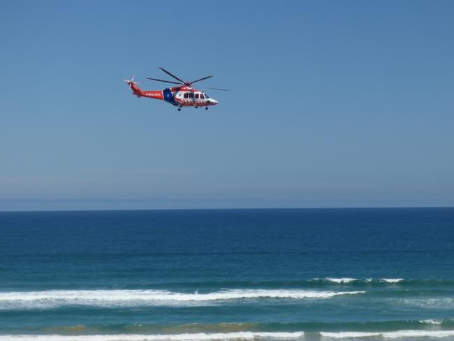 The Westpac Lifesaver Rescue Helicopter was dispatched for the rescue, but not needed. Picture: Chris Sieberhagen