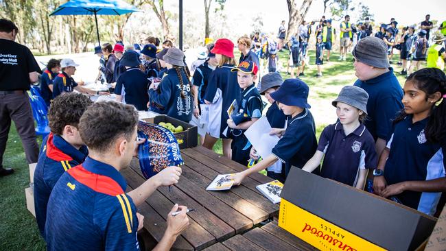 Adelaide football club players visit to Renmark High School for the The Advertiser Foundation Christmas Kids Appeal, on December 1st, 2022. Picture: Tom Huntley