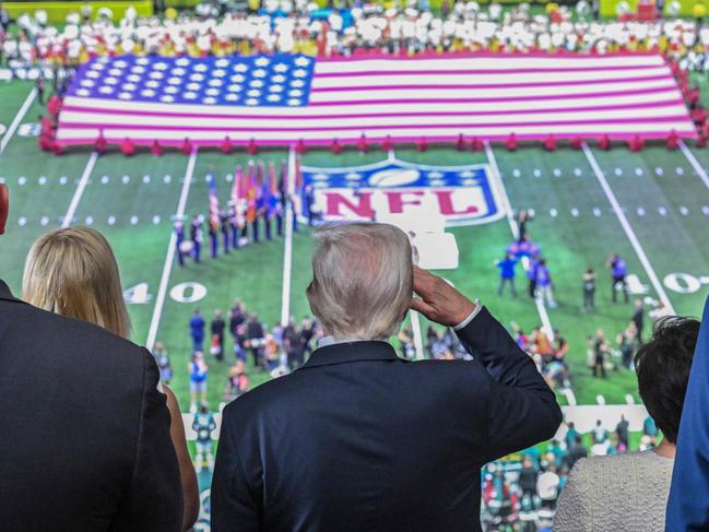 US President Donald Trump at the Super Bowl. Picture: AFP