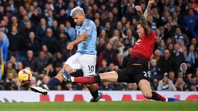 Spaniard Sergio Aguero of Manchester City is the leading goal scorer in the English Premier League this season. Picture: Getty Images