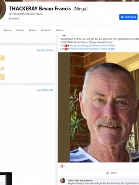 An example of the funeral livestream scam. Picture: Facebook
