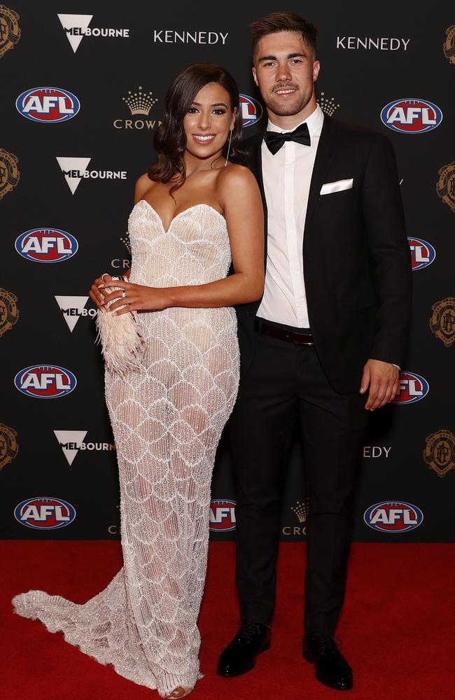 Jade Gresham and Olivia Cosma exuding old-world glamour. Picture: Daniel Pockett/AFL Photos