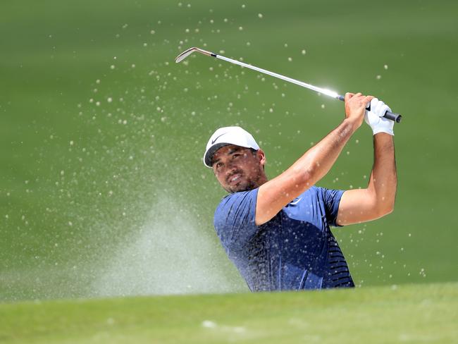 CHARLOTTE, NC - MAY 06:  Jason Day of Australia plays a shot from a bunker on the fifth hole during the final round of the 2018 Wells Fargo Championship at Quail Hollow Club on May 6, 2018 in Charlotte, North Carolina.  (Photo by Sam Greenwood/Getty Images) *** BESTPIX ***