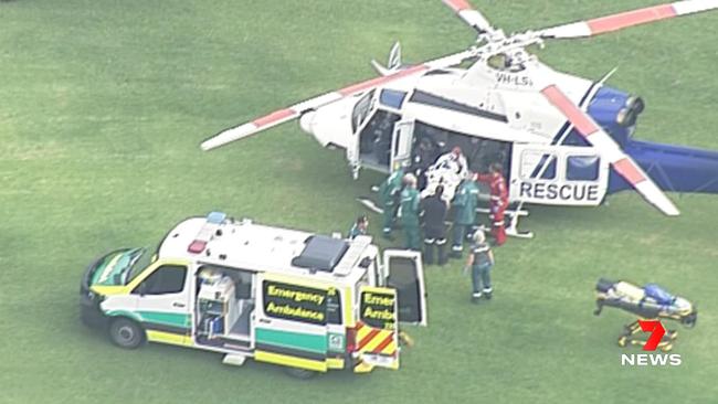 The two officers were flown to the RAH for emergency surgery. Picture: 7 NEWS