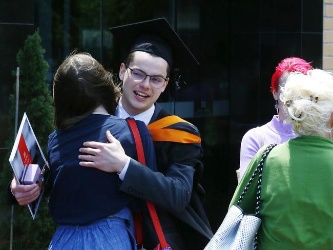UTAS Graduations - Tasmanian School of Business and Economics and Graduate Research graduates are pictured before the ceremony. Picture: MATT THOMPSON