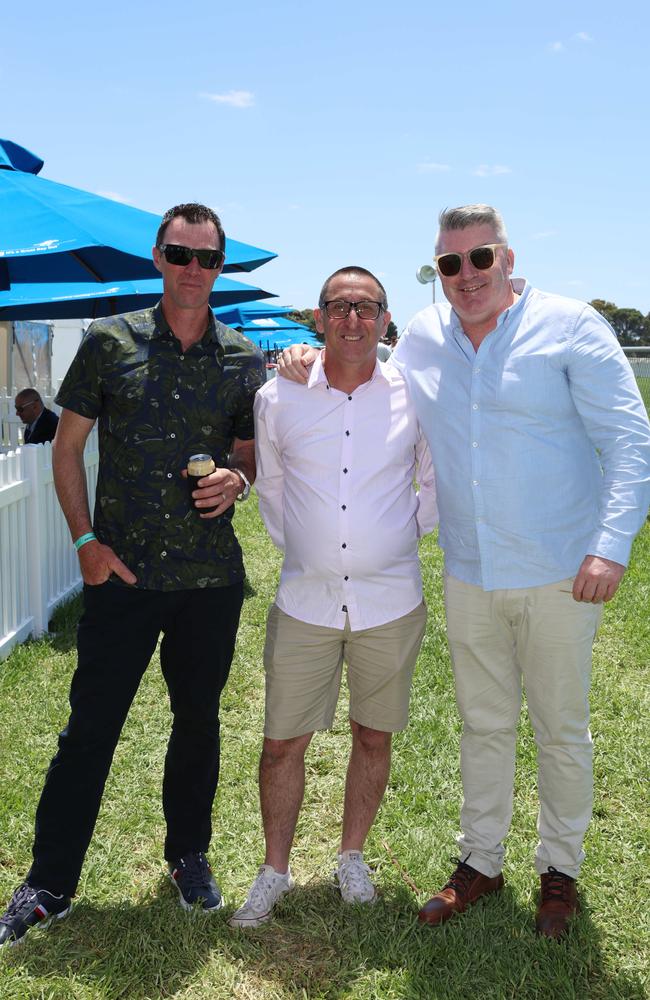 MELBOURNE, AUSTRALIA – DECEMBER 8 2024 Lucas, Marco and Adam attend the Werribee Cup in Werribee on December 8th, 2024. Picture: Brendan Beckett