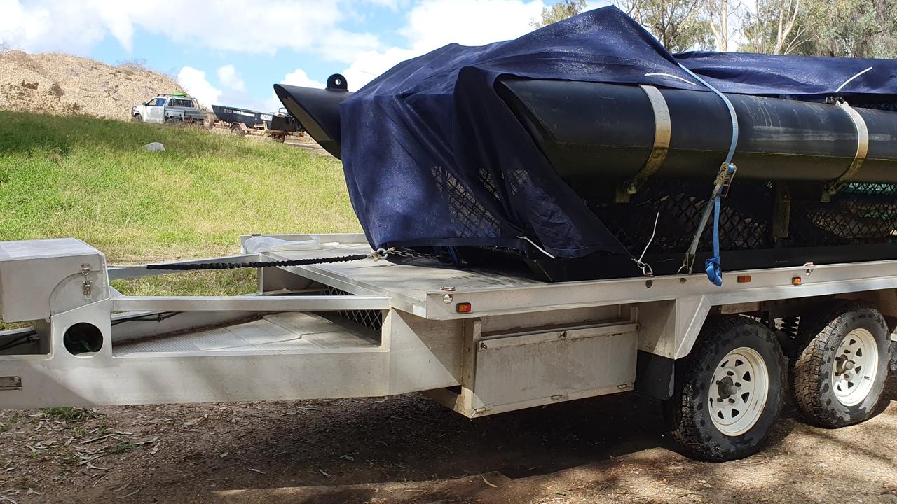 The 4.5m croc on the move. Picture: DES