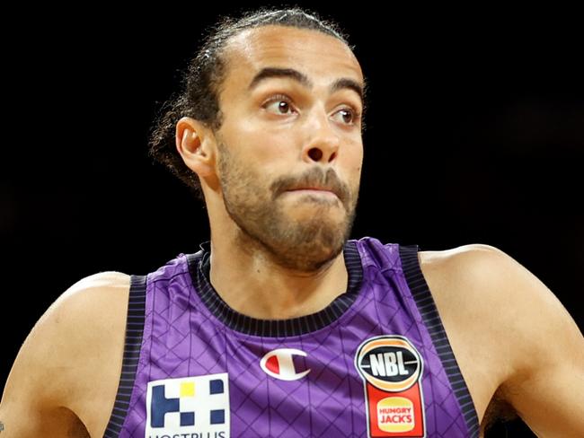 SYDNEY, AUSTRALIA - OCTOBER 27: Xavier Cooks of the Kings in action during the round six NBL match between Sydney Kings and New Zealand Breakers at Qudos Bank Arena, on October 27, 2024, in Sydney, Australia. (Photo by Mark Metcalfe/Getty Images)