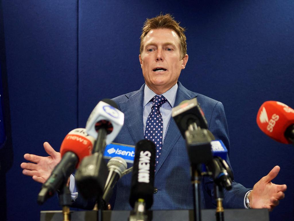 Australia's attorney general Christian Porter speaks during a press conference in Perth on March 3, 2021, after he outed himself as the unnamed cabinet minister accused of raping a 16-year-old girl. (Photo by Stefan Gosatti / AFP)