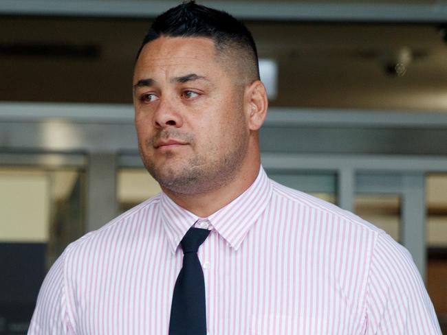 SYDNEY, AUSTRALIA - NewsWire Photos MARCH 23, 2023: Jarryd Hayne leaves the Downing Centre local court JMT on Thursday. The former NRL star is accused of sexually assaulting a woman at her Newcastle home on grand final night in 2018. Picture: NCA NewsWire / Nikki Short