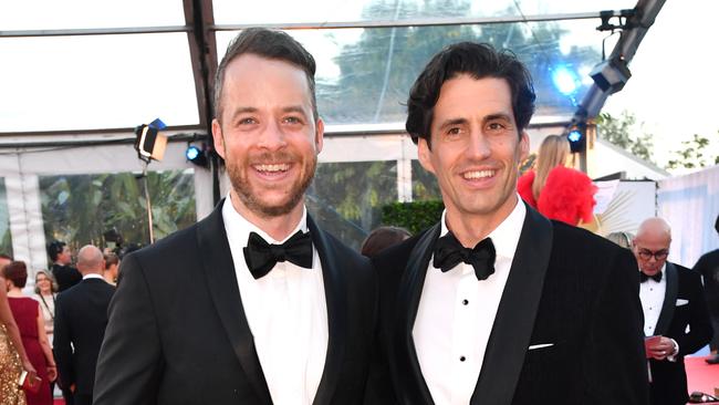 Hamish Blake and Andy Lee at the 2019 Logie Awards. Picture: Darren England/AAP