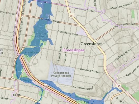 Brisbane flood mapping for Cyclone Alfred: Greenslopes
