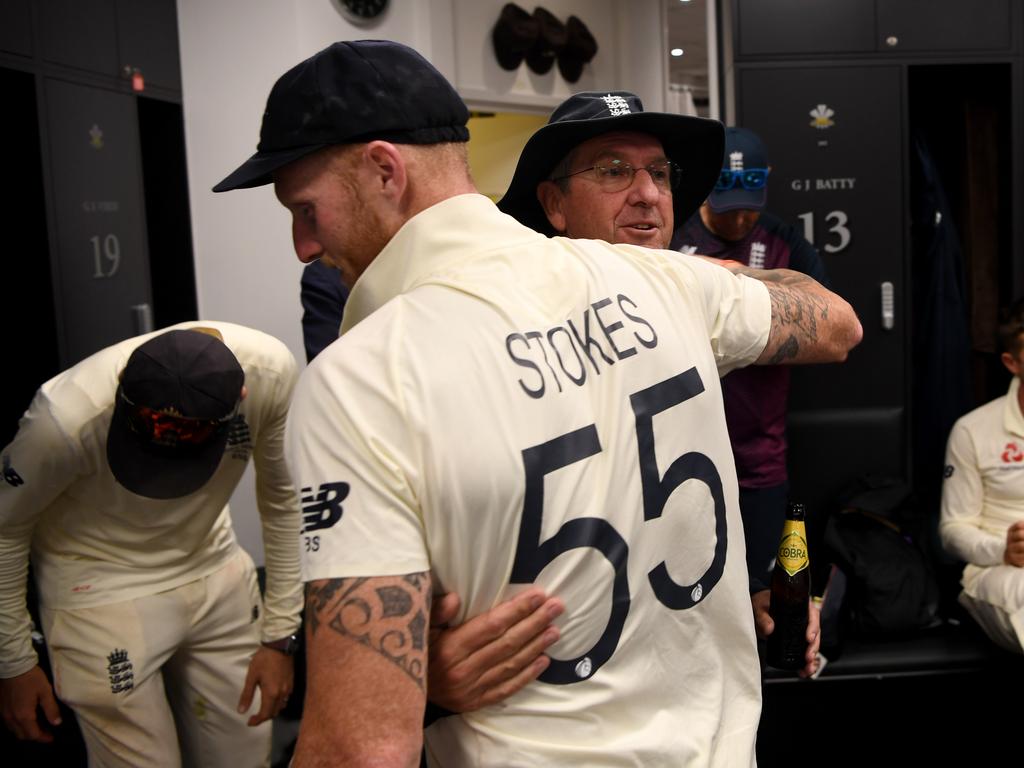 Stokes and Bayliss shared a close bond during his time in charge of England. The coach believes the all-rounder will be crucial for this summer’s Ashes series. Picture: Gareth Copley/Getty Images