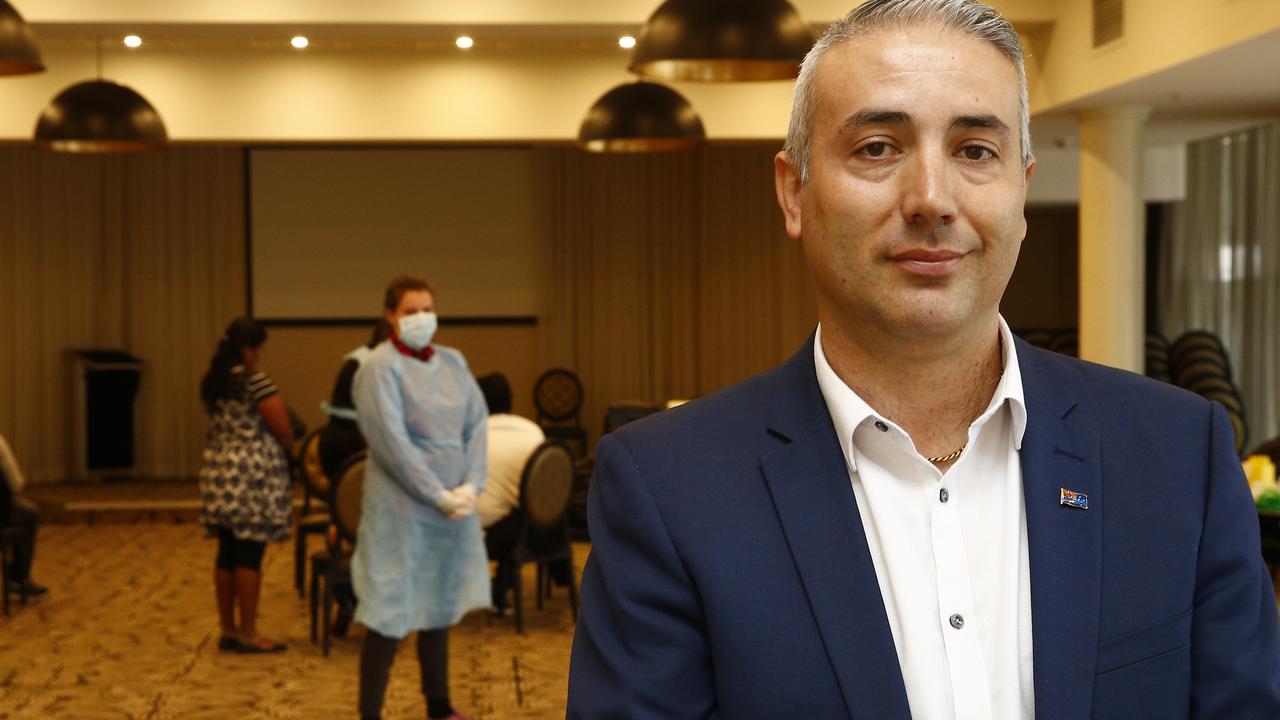 Cumberland Mayor Steve Christou at a coronavirus pop-up clinic. Picture: John Appleyard