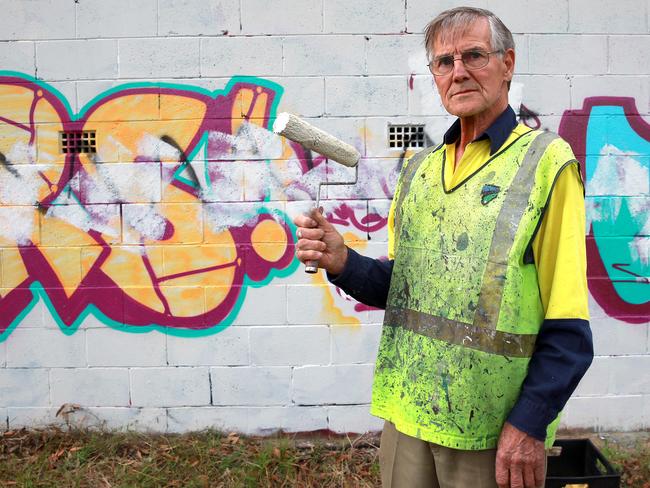 PRIDE OF Australia nominee John Oakey paints over graffiti in his community for free. He patrols the suburbs of Lower Blue Mountains and as soon as he sees Graffiti he pulls out his pot of paint and brushes over the graffiti.