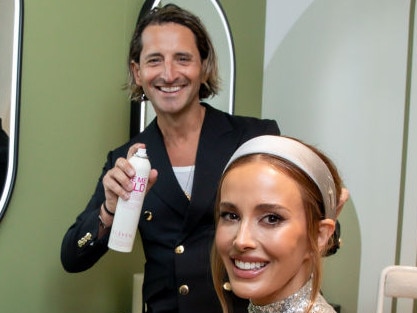 Joey Scandizzo and Rebecca Judd attends the unveiling of the Crown Birdcage Marquee at the 2024 Melbourne Cup Carnival at Flemington Racecourse on October 31, 2024 in Melbourne, Australia. (Photo by Sam Tabone/Getty Images)