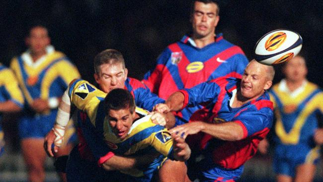 Adelaide Rams take on the Hunter Mariners in 1997.