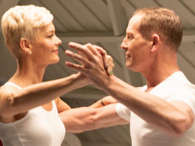 Kym Herjavec, Jessica Rowe and Todd McKenney bust a move in Channel 7 reality series, The Real Dirty Dancing. Picture: Supplied/Seven