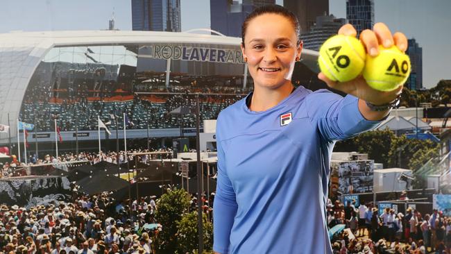 Ash Barty steps on to Rod Laver Arena tonight as the first Australian to hold the world No t ranking in 17 years, seekingto become the first local champion since 1978 . Picture: Michael Klein