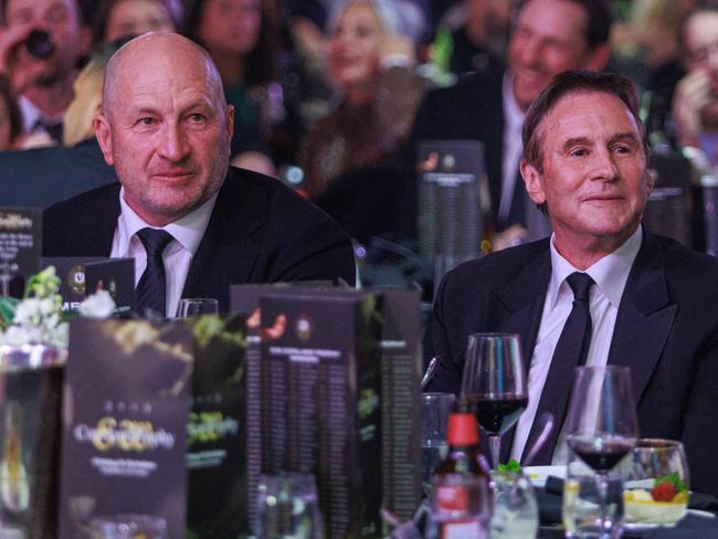 6/10/2023 CEO Craig Kelly with president Jeff Browne during the Copeland Trophy awards night at Crown. Aaron Francis / Herald Sun