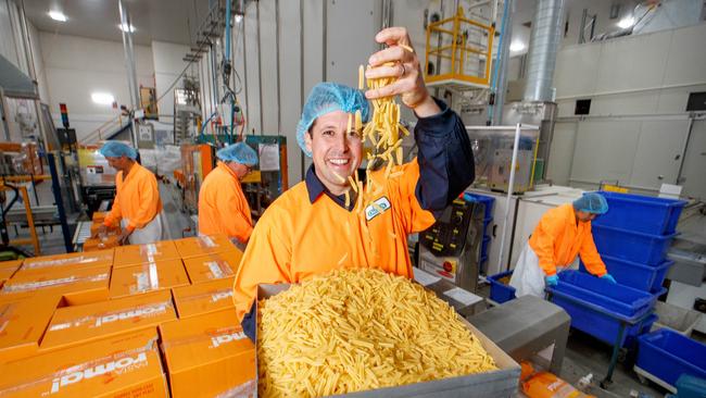 CEO OF Roma Foods Sam Schachna with a new line of pasta at the factory in Carrum Downs, Victoria. Picture: David Geraghty