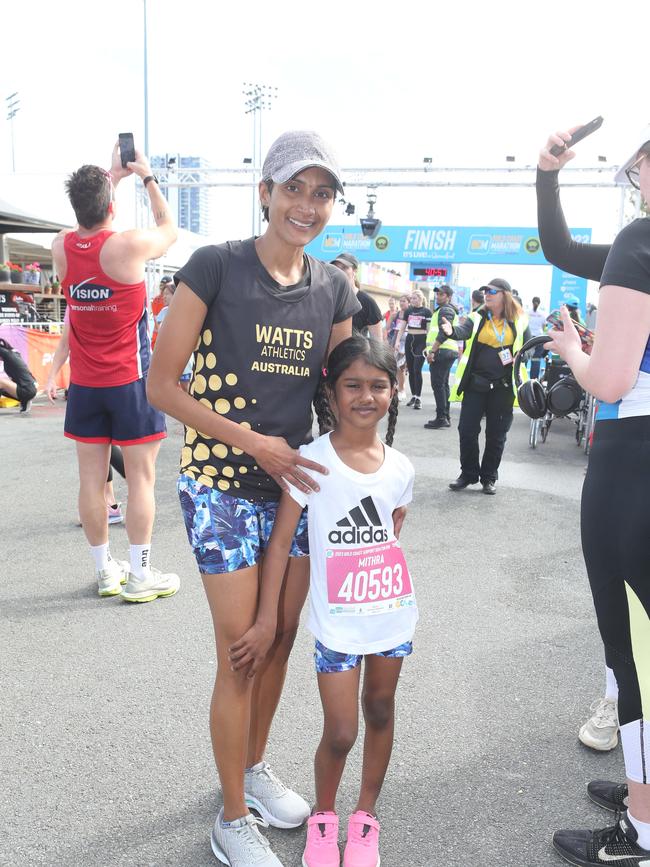 Gold Coast Marathon 2023 Saranya Chandra and Mithra Saranya 1 July 2023 Southport Picture by Richard Gosling