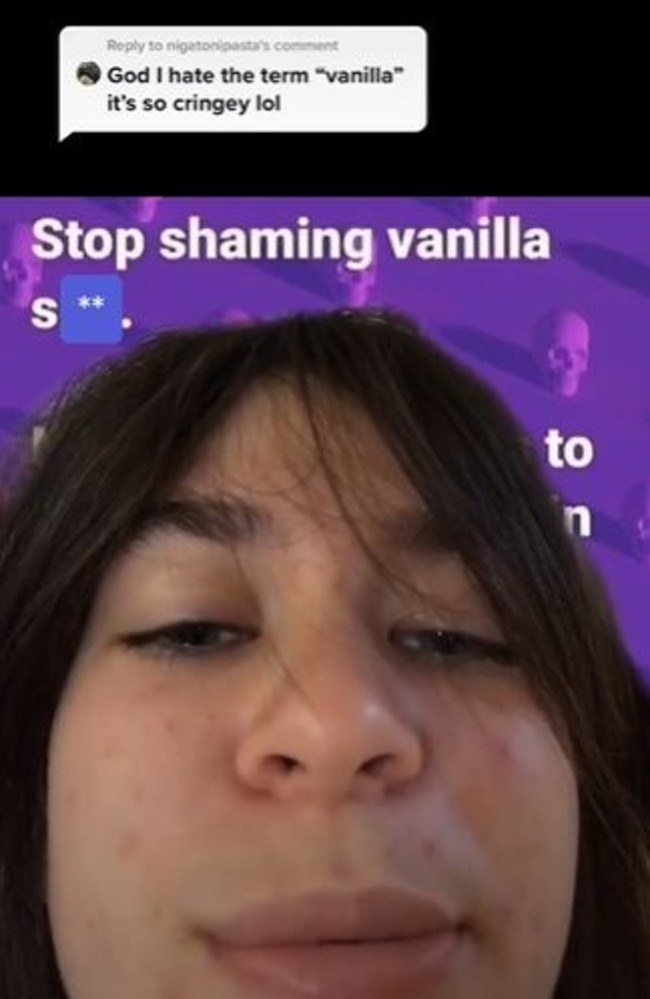 An even more compelling indicator of the normalisation of violent sex, is the emergence of vanilla shaming. Picture: TikTok