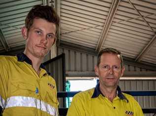 THE DEEP END: Coops Queensland employee Ruben Boogerman (left) and owner Dave Cooper want to see New Acland's Stage 3 project approved by the State Government. Picture: Contributed