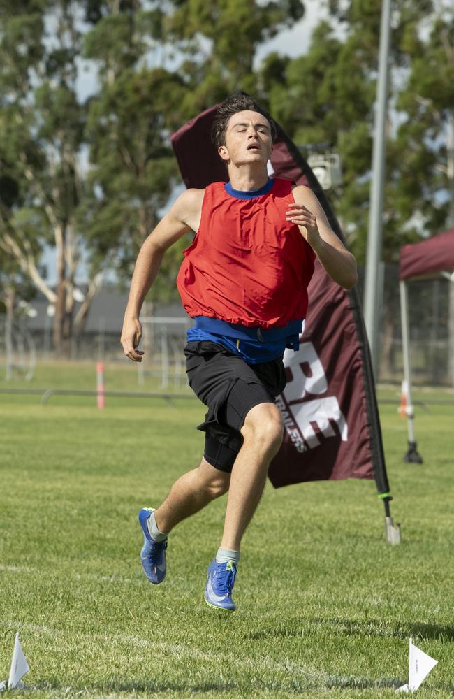 James Culley finishes third in the Qld Cotton Youths Under 18 Boys and Girls 75 yards. The Arthur Postle Gift at Pittsworth. Saturday 18th January, 2025. Picture: Nev Madsen.