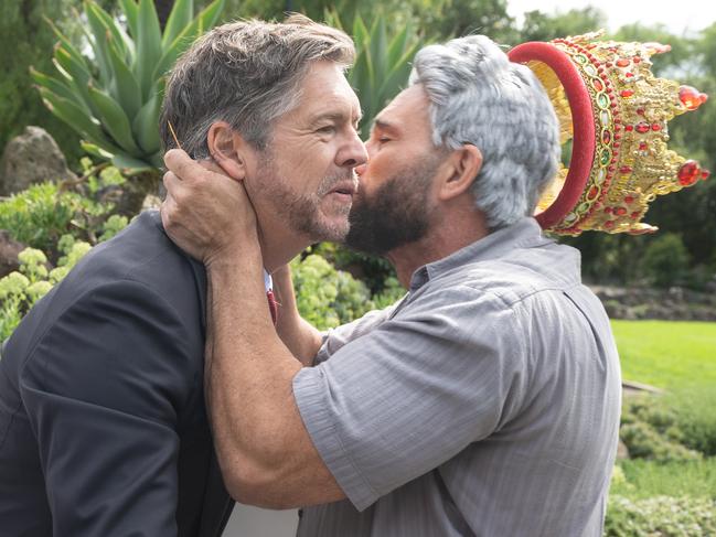 Lord Mayor Nick Reece gets a kiss from Manfre. Picture: Tony Gough