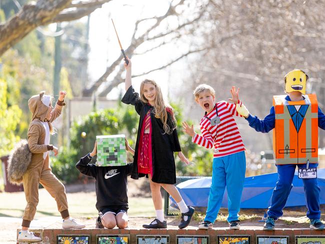 Goldie, Harley, Poppy, Sonny, and Xander ready for Book Week. Picture: Jason Edwards