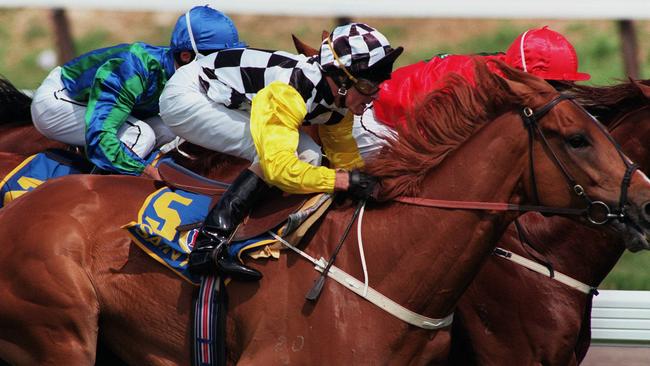 Darren Beadman and Saintly early in the 1996 Melbourne Cup.