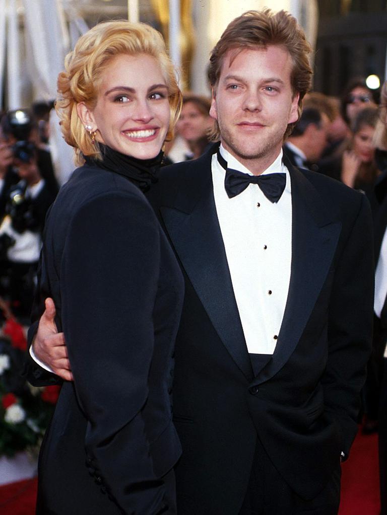 Julia Roberts and Kiefer Sutherland at the Oscars in 1991. Picture: Getty