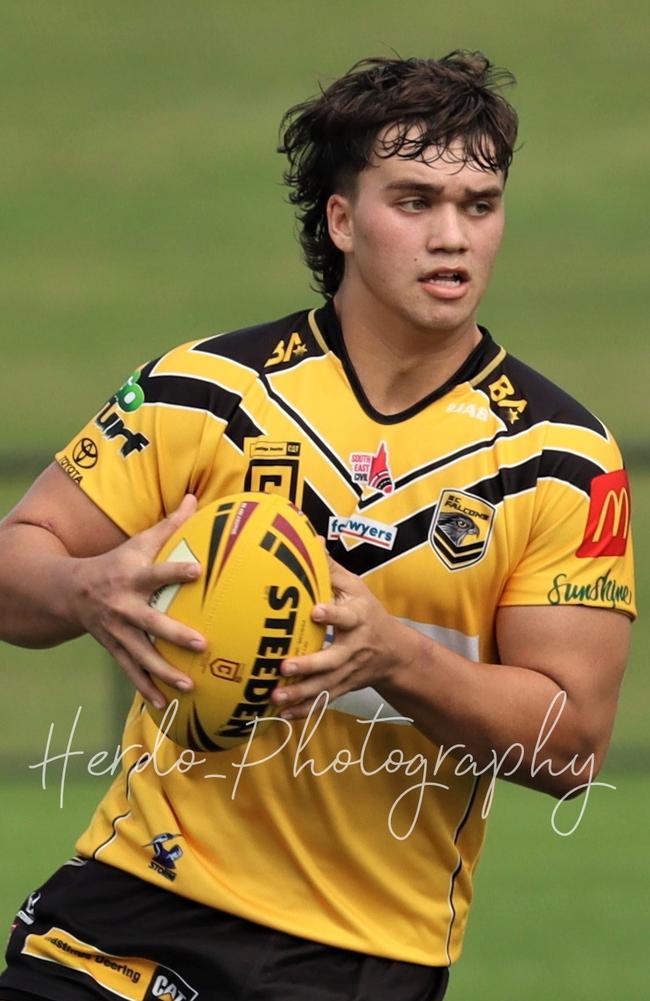 Saxon Day in action for the Sunshine Coast Falcons Hastings Deering side. Picture Herdo Photography.