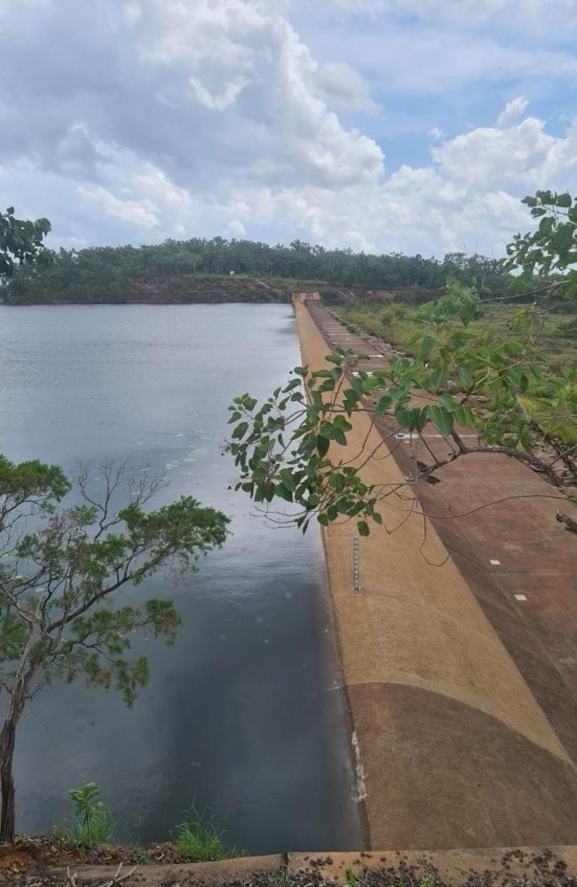 The Darwin River Dam reached 98 per cent capacity on Tuesday afternoon and an overflow warning was issued. Picture: Supplied