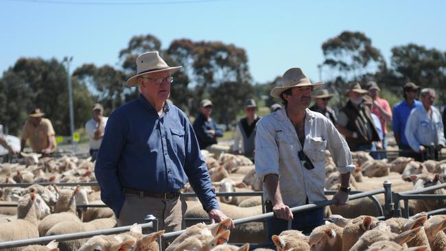 Federation councillor and Coreen farmer David Bott, right, with his dad Bill.