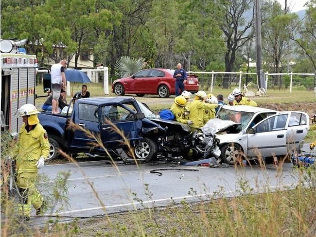 The crash which occurred along the Burnett Highway at Bouldercombe.