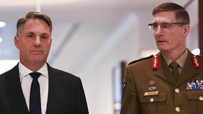 CANBERRA, AUSTRALIA, NewsWire Photos. JULY 31, 2023: The Deputy Prime Minister, Richard Marles, and Chief of the Defence Force, General Angus Campbell hold a press conference at Parliament House in Canberra. Picture: NCA NewsWire / Martin Ollman