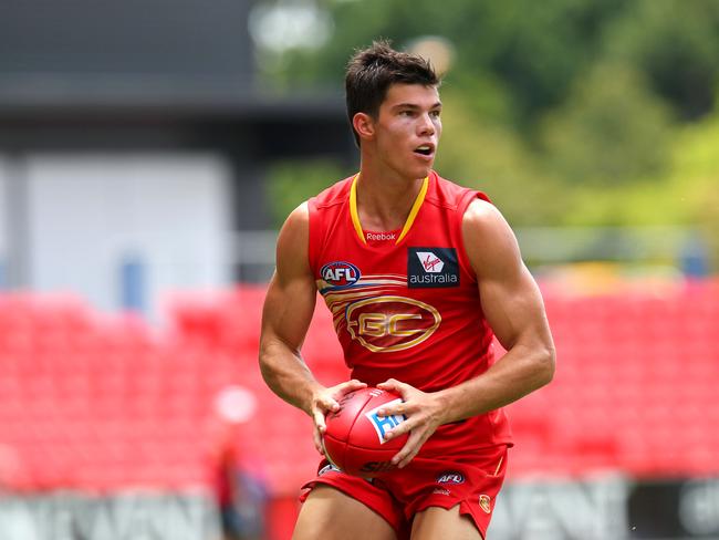 Jaeger O'Meara early in his AFL career which started with Gold Coast.