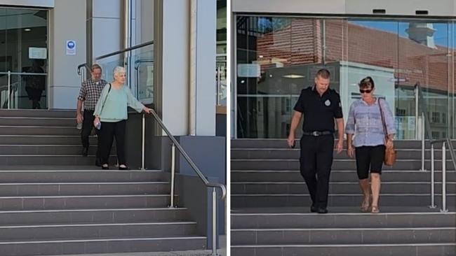 Mark Petersen's parents (left) and ex-partner Kylie Rhule (right) leaving Rockhampton Courthouse on Thursday. Pictures: Aden Stokes