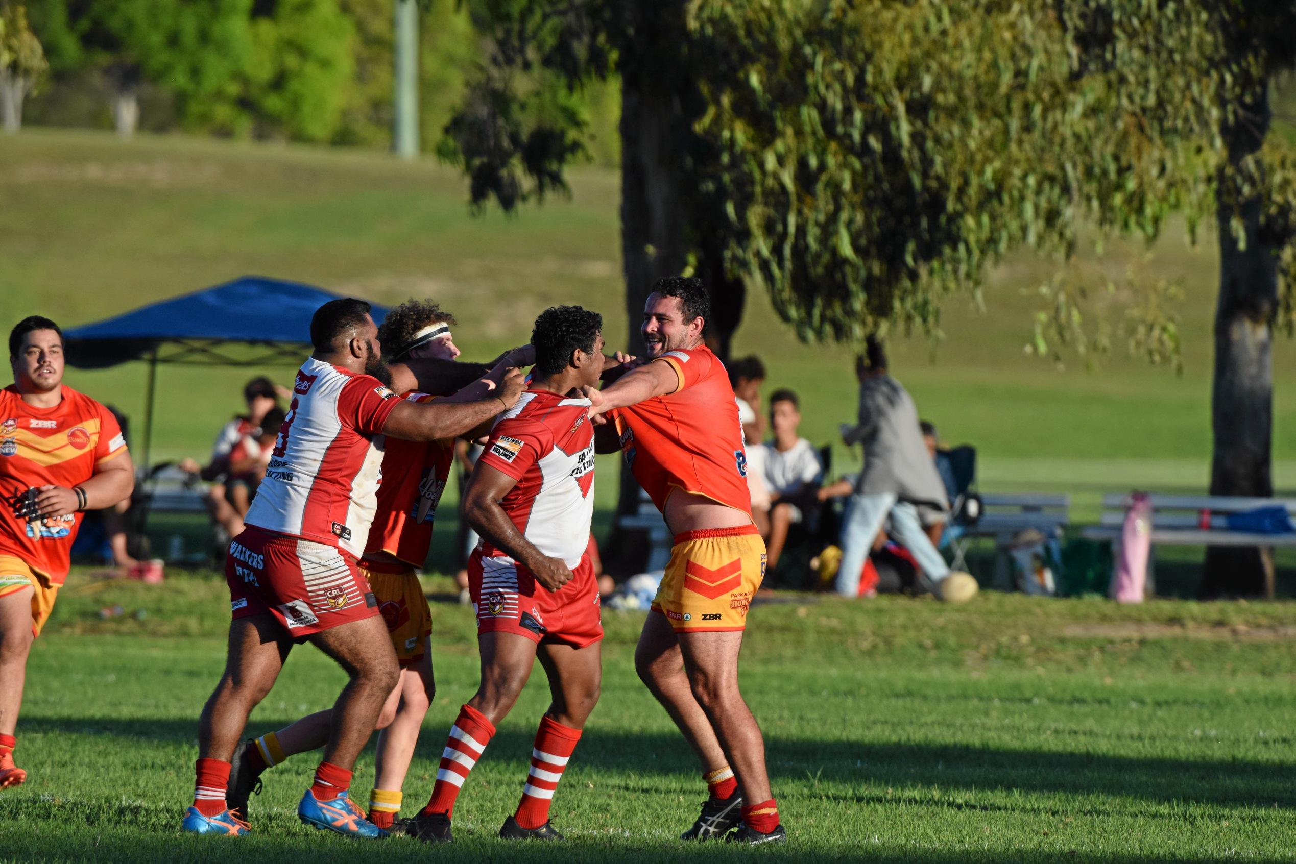 The Coffs Harbour Comets v South Grafton Rebels game had to be stopped early after numerous fights broke out and players were sent from the field.