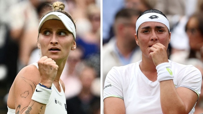 Marketa Voundrousova and Ons Jabeur in the Wimbledon final. Picture: Getty
