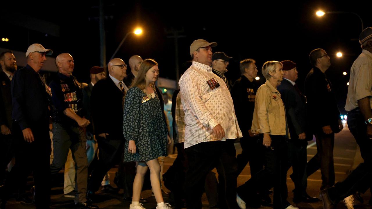 Hundreds of people joined veterans old and young at the Mackay Dawn Service march, Mackay Anzac Day 2025. Pictures: Mackay Regional Council.