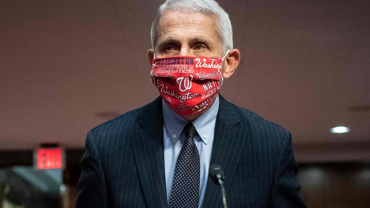 Anthony Fauci at yesterday’s Senate hearing. Picture: Al Drago/AFP