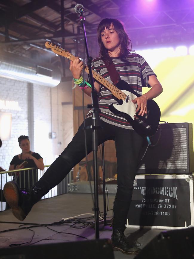 AUSTIN, TX - MARCH 19: Courtney Barnett preforms at Tumblr IRL Presents Courtney Barnett At SXSW, With Art By Traceloops, Wolf Mask &amp; Ana Tortos on March 19, 2015 in Austin, Texas. (Photo by Robin Marchant/Getty Images for Tumblr)