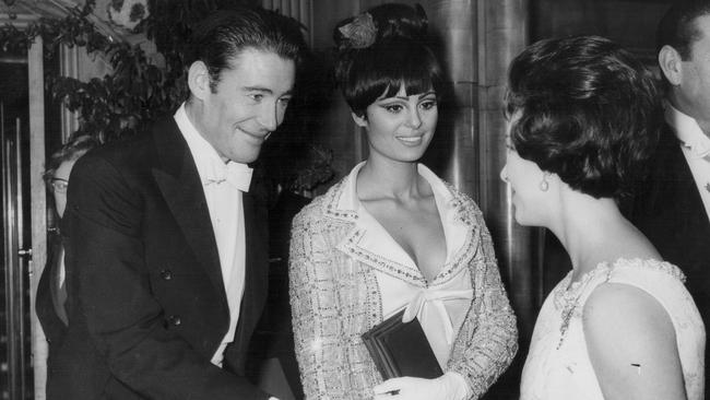 Princess Margaret meeting actors Peter O'Toole and Daliah Lavi, in 1965.