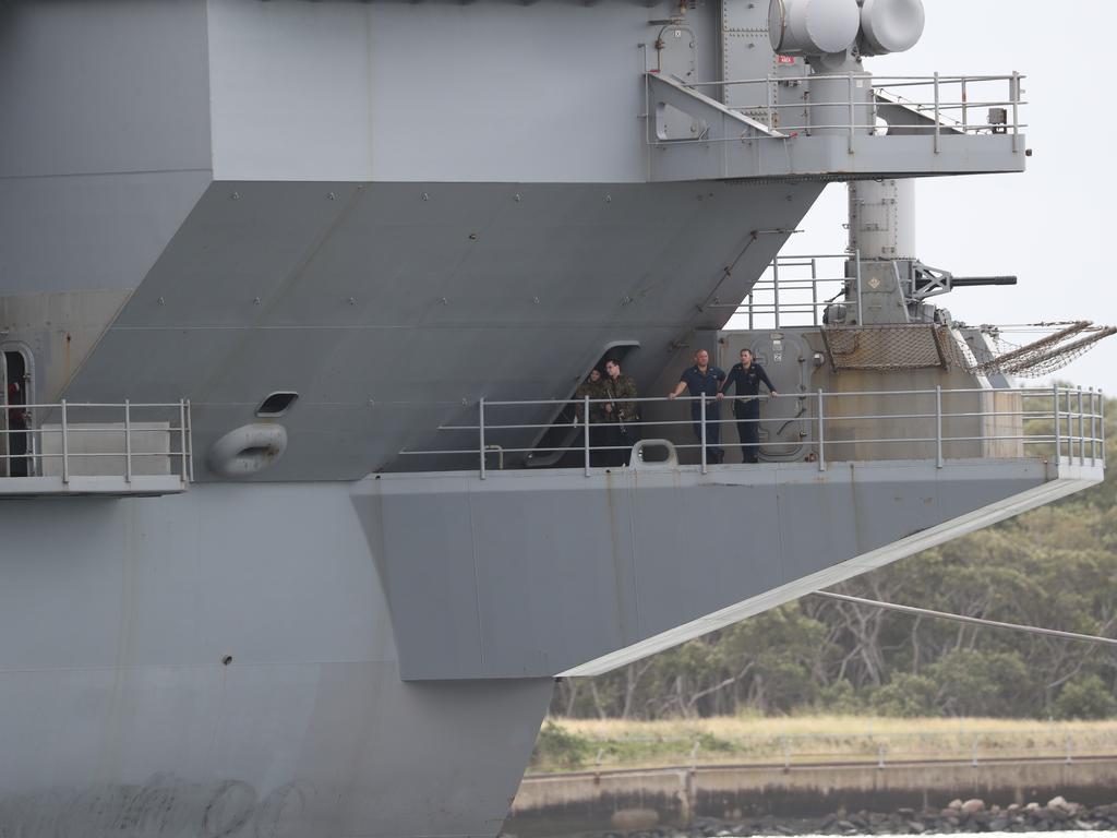 The USS Ronald Reagan arrives in Brisbane. Pic Peter Wallis